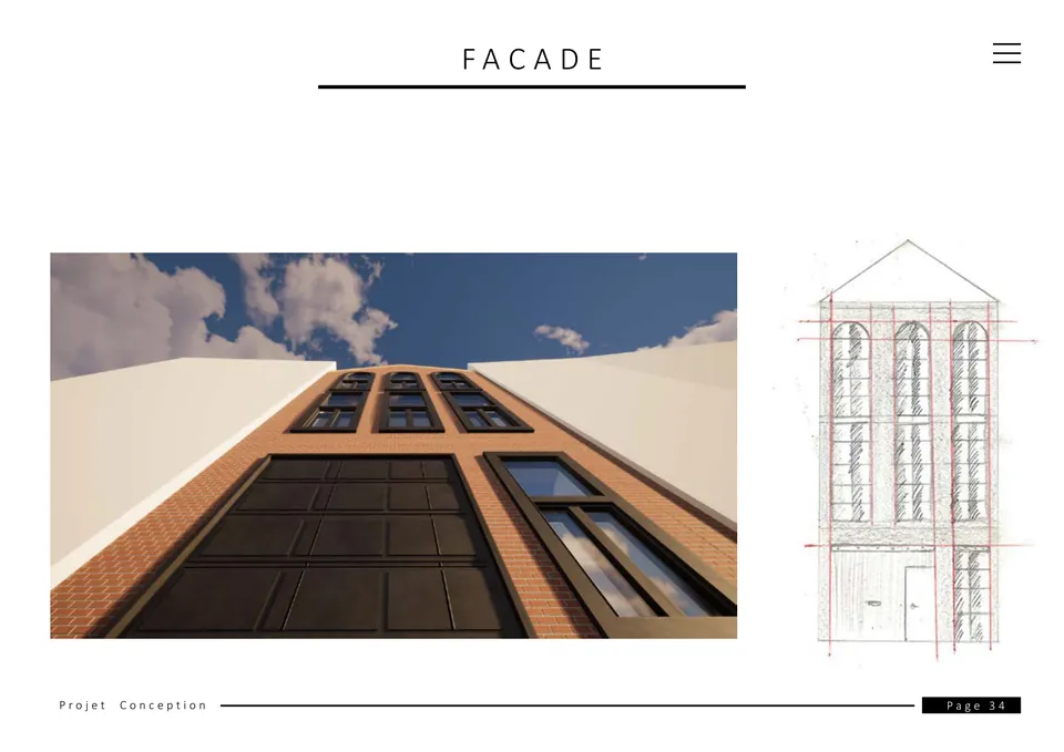 Façade en rendu et en croquis