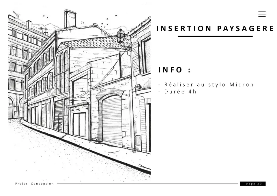Insertion dans la rue, au stylo Micron