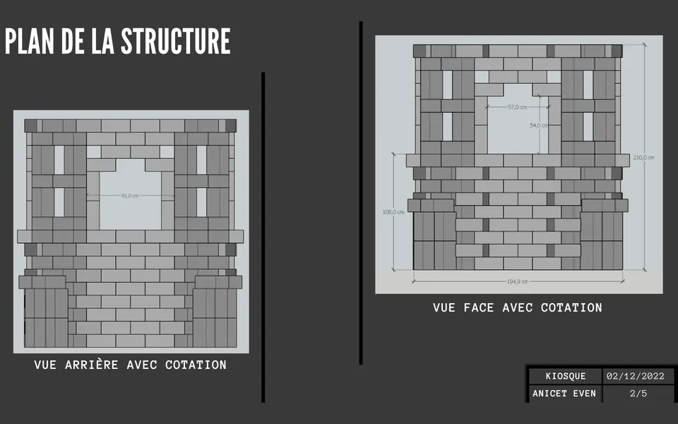 Plans de la structure, avec cotations